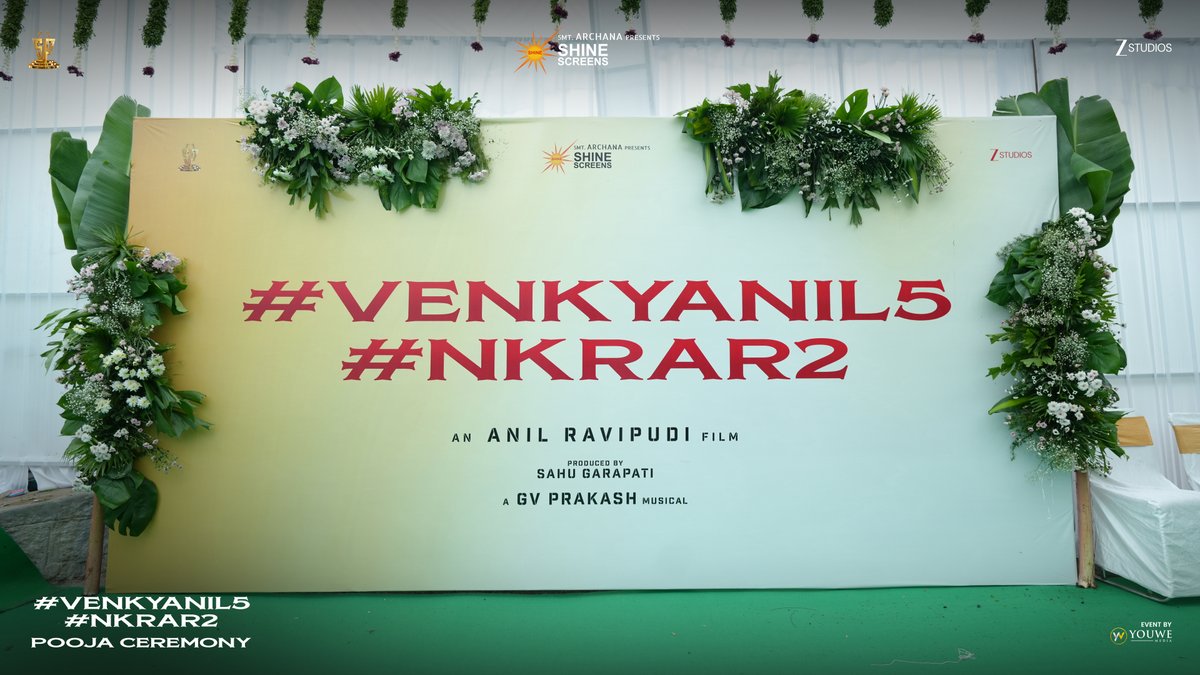 MediaYouwe's tweet photo. ❤️‍🔥 The Stage Is Set. The Celebration Awaits.

🔴 LIVE Begins In A Few Moments!

💥 #VenkyAnil5 - #NKRAR2 Grand Pooja Ceremony

▶️ Watch Live Here: https://t.co/kcbSWKk5l5

@VenkyMama @NANDAMURIKALYAN @AnilRavipudi @gvprakash @sahugarapati7 @YoursSKrishna @Shine_Screens @ZeeStudios_ @SureshProdns @zeestudiossouth @girishjohar #AmeetBhuvan @IamDivyaVijay @MediaYouwe