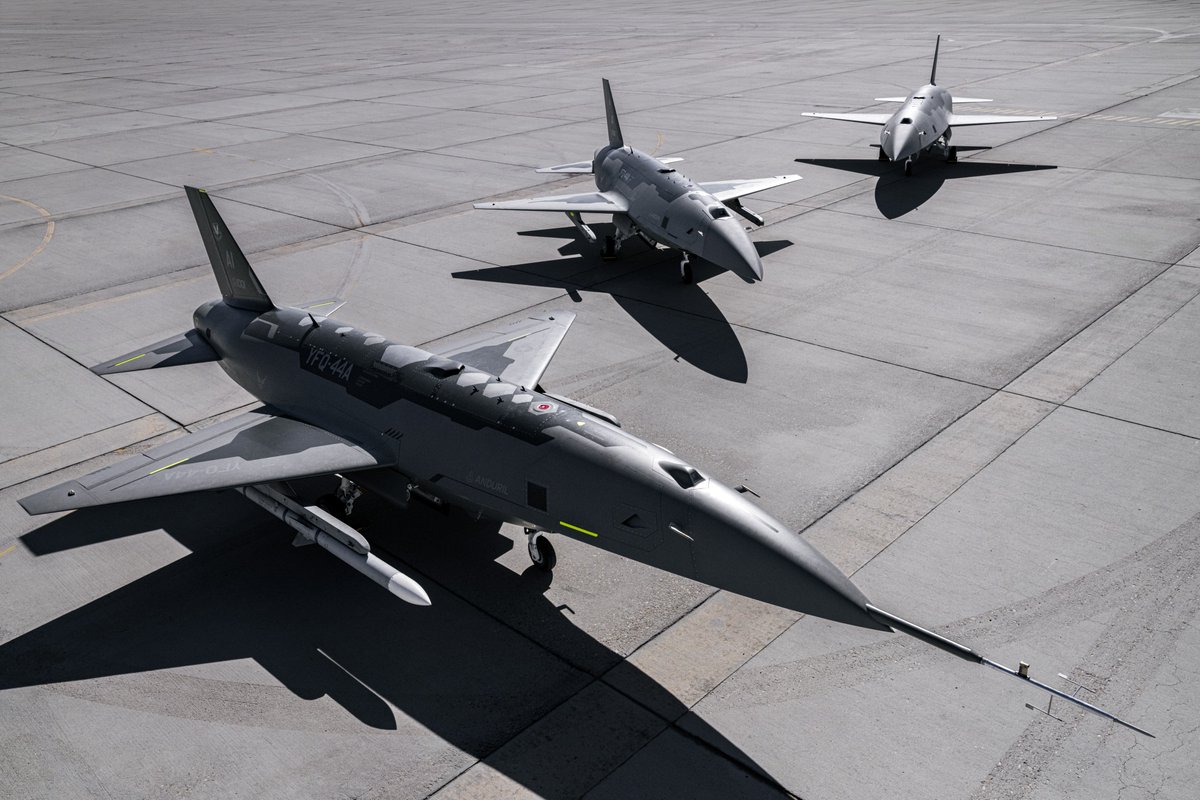 defpostmedia's tweet photo. 🇺🇸 U.S. Air Force awarded engineering and manufacturing development and production contracts to General Atomics Aeronautical Systems, Inc. (GA-ASI) and Anduril for Collaborative Combat Aircraft (CCA) Increment 1 program. @GenAtomics_ASI @GeneralAtomics @anduriltech
The contracts, awarded four months ahead of schedule, signify that the GA-ASI's FQ-42 Dark Merlin and Anduril' FQ-44 Fury met rigorous mission requirements and are ready for full-scale manufacturing.
The Air Force said in a statement that the decision follows a competitive source selection process, identifying the systems as the most capable and cost-effective solutions to maintain air superiority in an increasingly complex and contested global threat environment.
Under the contract, the companies will deliver an initial set of production aircraft to support continued testing, validation, and, ultimately, operational fielding.
Pre-production versions of the two aircraft were designated "YFQ-42" and "YFQ-44" with “Y” designating a prototype phase. The award of an Air Force production contract means the forthcoming aircraft will carry the FQ designation: “F” for fighter and “Q” designating the platform is uncrewed.
