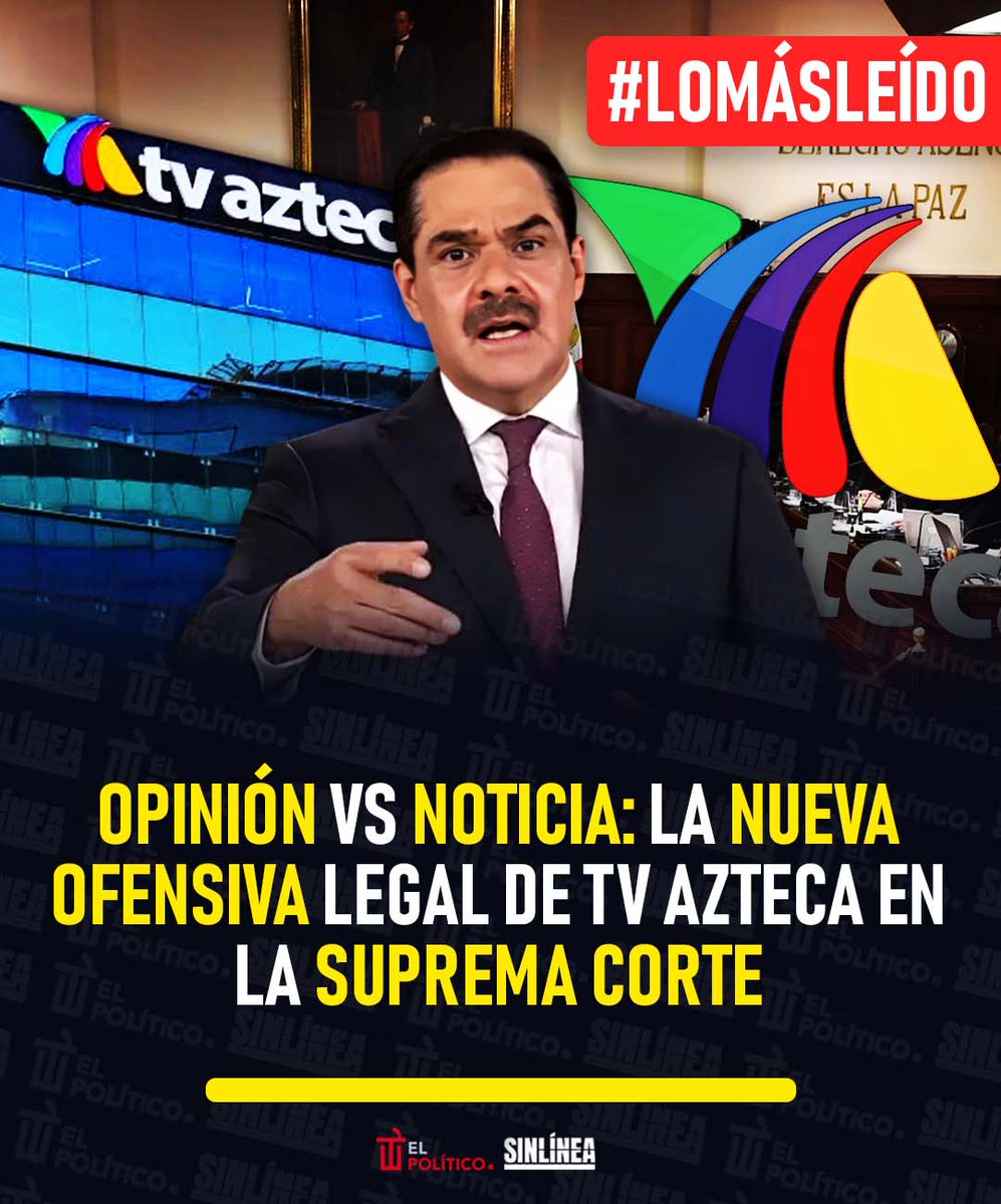 SinLinea_Mx's tweet photo. ¡Les pegaron donde duele! 🔥 | #LoMásLeído 👀

🔴 #TVAzteca impugna una norma que obligaría a dejar claro cuándo informan y cuándo solo opinan 🎙️ | Parece que esa diferencia sí les incomoda 📺⚖️

Nota completa aquí 👉🏻 https://t.co/Q9eRggEX7P https://t.co/ZY2KjYjuaO