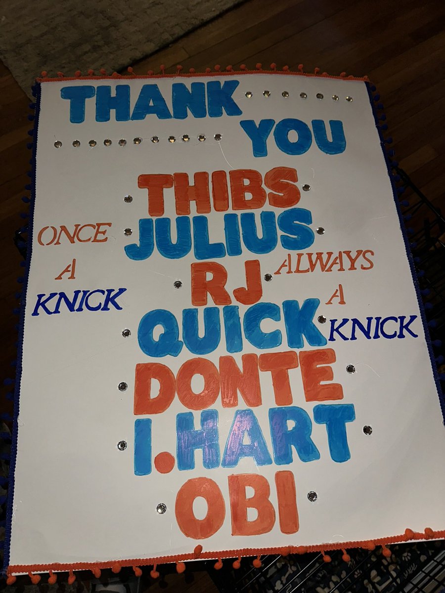 ravenullahh's tweet photo. my poster for tomorrow. whole lot of people that we owe this all to. 💙🧡 #knicks #knicksparade https://t.co/EmouwX3B84