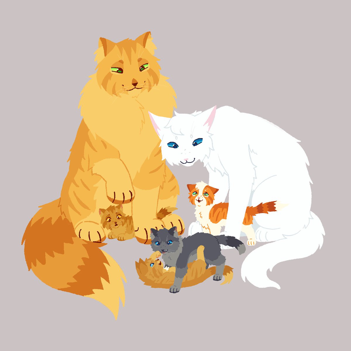 Kittieeepaw's tweet photo. I wanted to doodle this little family between comms since I’ve been rereading the first arc :3

#warriorcats https://t.co/P10Tauo8vG