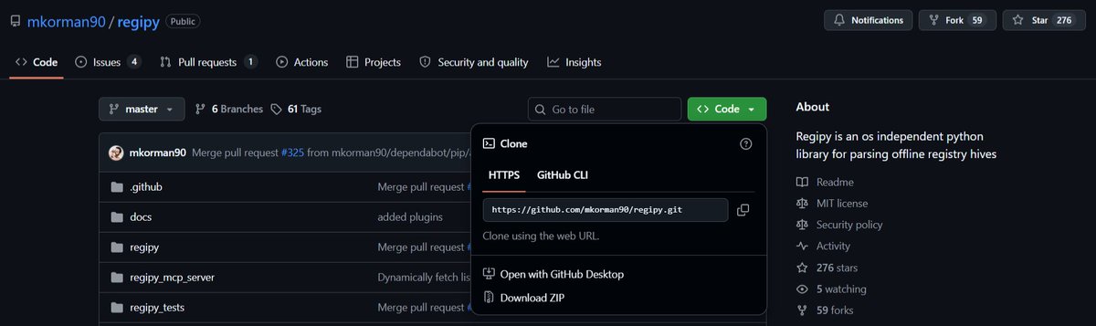 chandrusecurity's tweet photo. 🔍 regipy is an OS-independent Python library for offline Windows Registry analysis.

Parse REGF hives, process transaction logs, compare hive versions, and extract artifacts through a powerful plugin ecosystem built for DFIR and malware analysis.

📖 Read here: [https://t.co/BiKDoU8z03]

💻 GitHub:
https://t.co/RBk9YYBL9k

#CyberSecurity #RegistryForensics #DFIR #WindowsForensics #IncidentResponse #ThreatHunting #Python #OpenSource #InfoSec