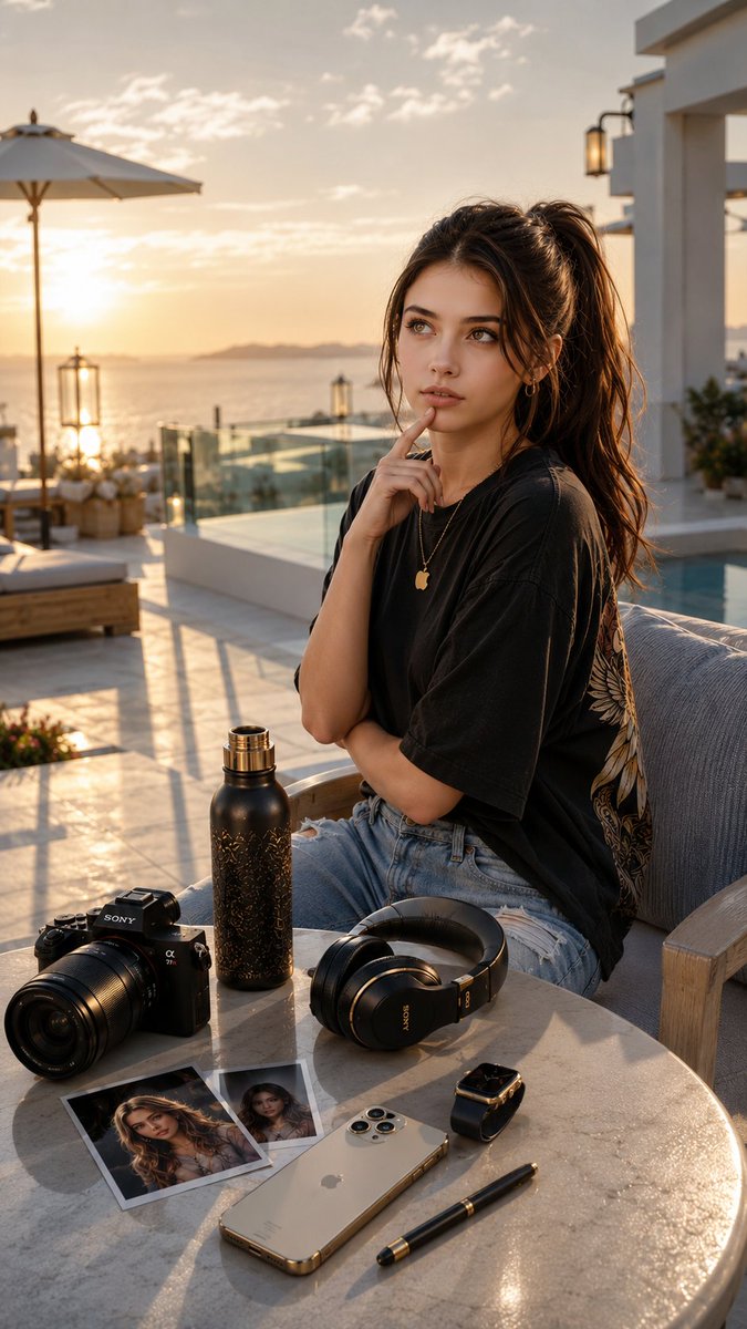 Cinematic Luxury Terrace Portrait