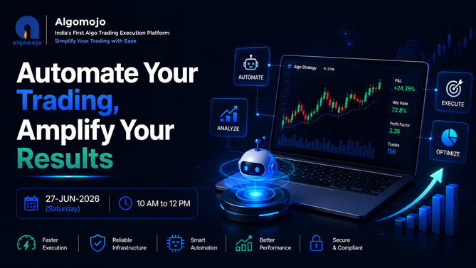 algomojo's tweet photo. 🚀Automate Your Trading, Amplify Your Results!

Join our live Algomojo demo and discover how to build a smarter, faster, and more efficient trading workflow.

📅27-JUN-2026 (Saturday)⏰10 AM – 12 PM

Take the next step in your algo trading journey!
https://t.co/HwmGS2l9Fz https://t.co/vXL1oS1ujW