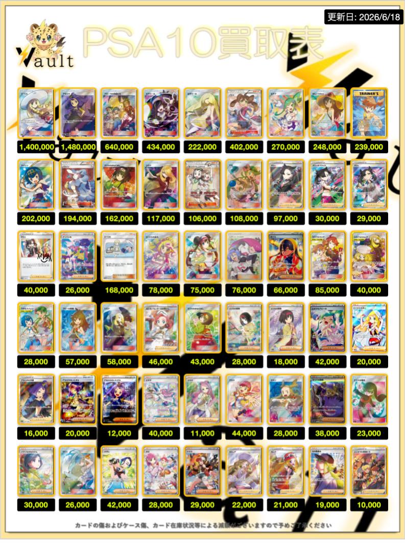 ポケカPSA10強化買取】⚡️6/18更新 ポケカPSA10の買取表になります