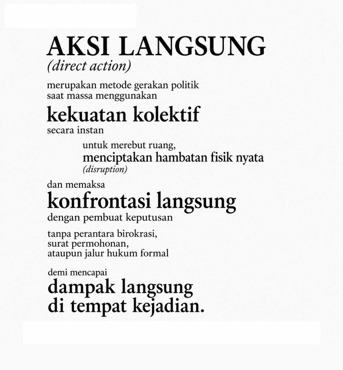 tb_bebasari's tweet photo. Tuntutan atas kesopanan bikin konfrontasi politik jd sekadar problem prosedural. Melalui metode Aksi Langsung, massa tak menolak nilai demokrasi, mereka hanya mengambil balik hak veto politik saat saluran formal disumbat berkali-kali

New-post on substack

https://t.co/iSCWkxWKUM https://t.co/4yTxrHWXVa