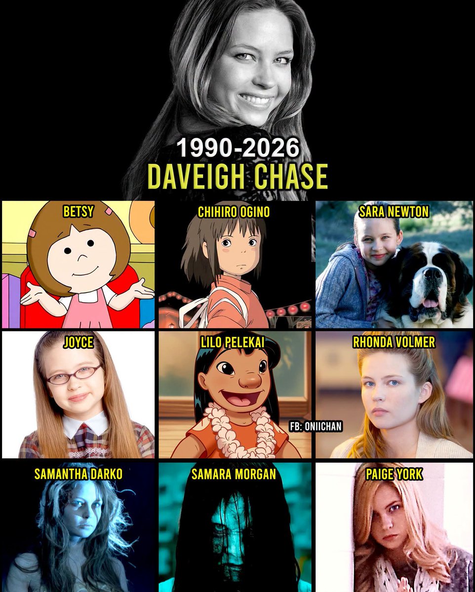 oniichanph's tweet photo. Another legend gone too soon today at just 35 🕊️

Reports say Daveigh Chase had been battling meningitis and serious blood infections, which later led to sepsis and organ failure 😔

Daveigh Chase gave us characters that became part of our childhood, our fears, and our memories forever.

• Lilo Pelekai — Lilo & Stitch / Lilo & Stitch: The Series
• Samara Morgan — The Ring
• Chihiro Ogino / Sen — Spirited Away English dub
• Samantha Darko — Donnie Darko / S. Darko
• Rhonda Volmer — Big Love
• Joyce — Oliver Beene
• Betsy — Betsy’s Kindergarten Adventures
• Sara Newton — Beethoven’s 5th
• Annabel — R.L. Stine’s Haunted Lighthouse
• Young Georgia Mirabeau — Carolina
• Paige York — Killer Crush
• Kiwako Seto — Let It Die video game
and many more!

From Lilo’s heart to Chihiro’s courage and Samara’s haunting presence, her work touched generations in ways that will never fade.

Rest in peace, Daveigh Chase. Your voice and legacy will live on forever 🕯️❤️