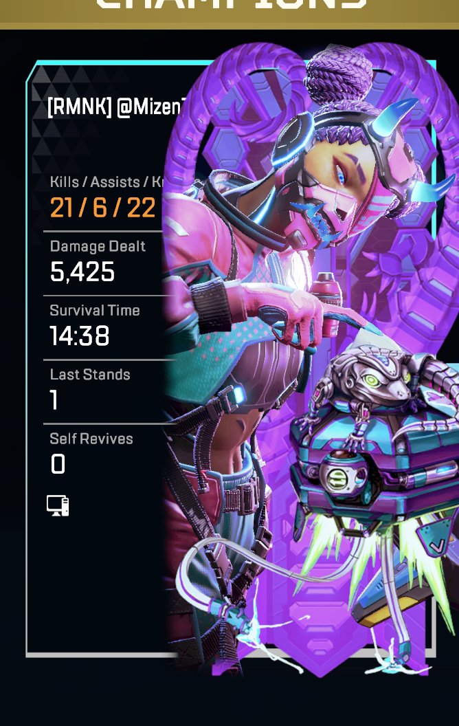 MizenApex's tweet photo. In 3 games i dropped 3 20 bombs on legends i dont have the badge for yet World class gamer https://t.co/a6tmgvrERV