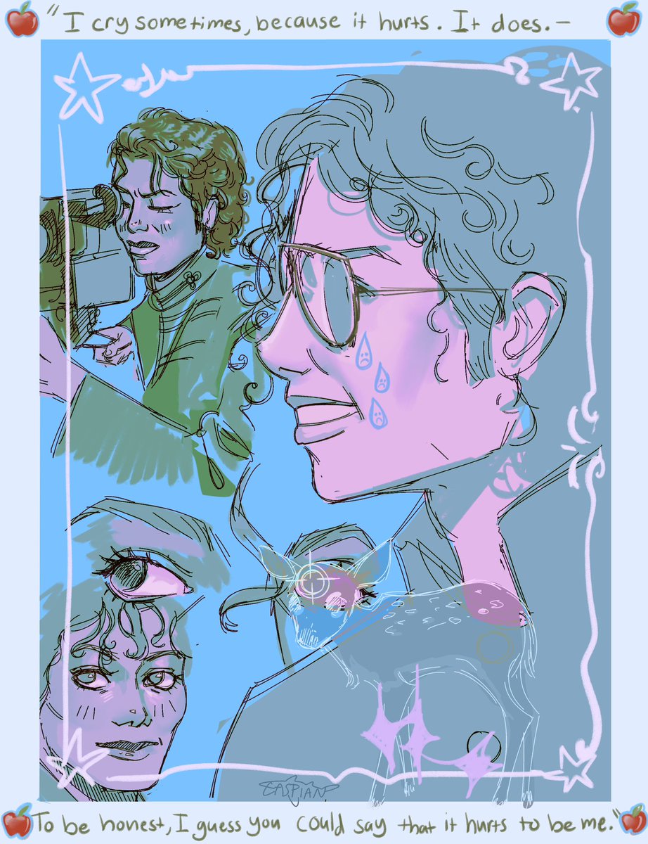 sharktistic's tweet photo. This is just a doodle,, I was reading some things that mj had said in the past about the loneliness he felt, I truly feel so much anguish and sadness for him, I hate that he went through so much and yet still had so much love for people. Hashtag sad or whatever!!! #mjart #mjtwt https://t.co/e8HHM87FUQ