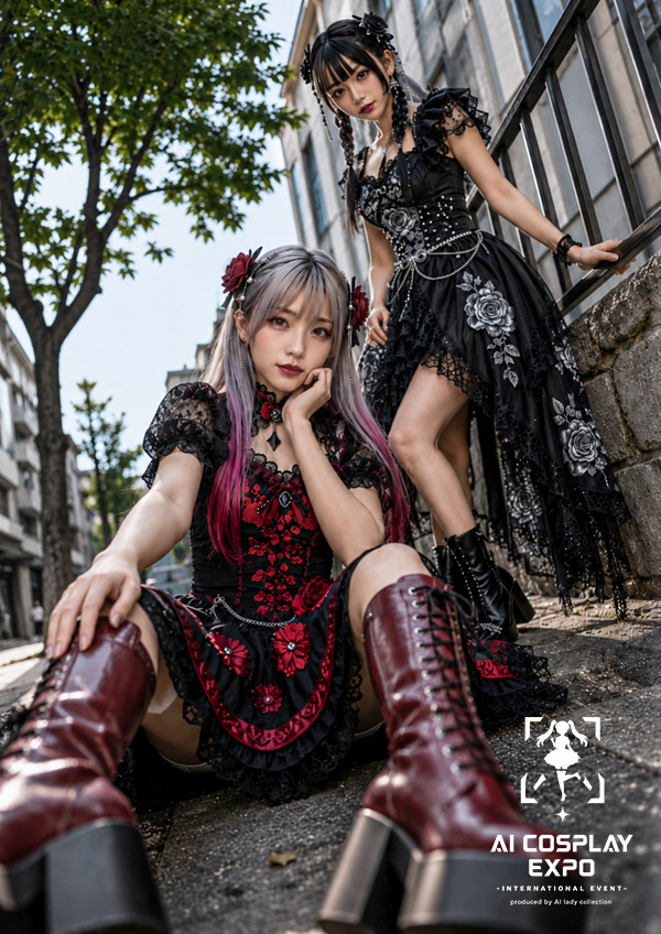 Gothic Lolita AI Cosplay Duo
