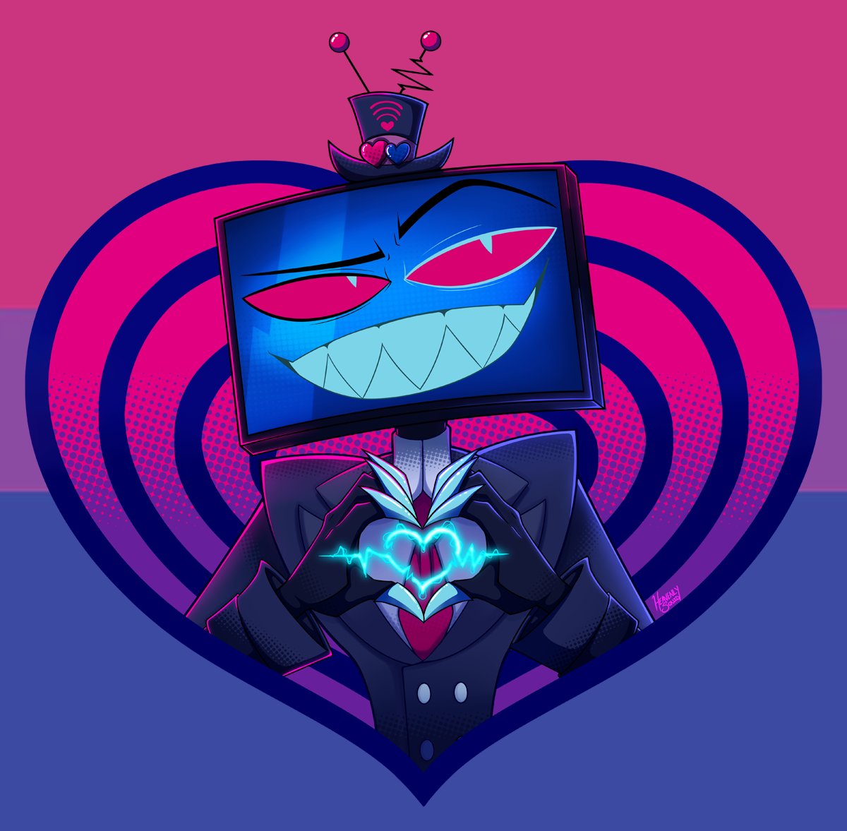 HeavenlySquid's tweet photo. The time has come to finally share this full drawing!~

  🎉🌈 Happy Pride 🌈🎉

It's neat that I share a sexuality with my fav character and I'm glad I was able to draw him for the occasion!

This design is available as an Acrylic Charm or a sticker on my store! https://t.co/pgTYxmi72x