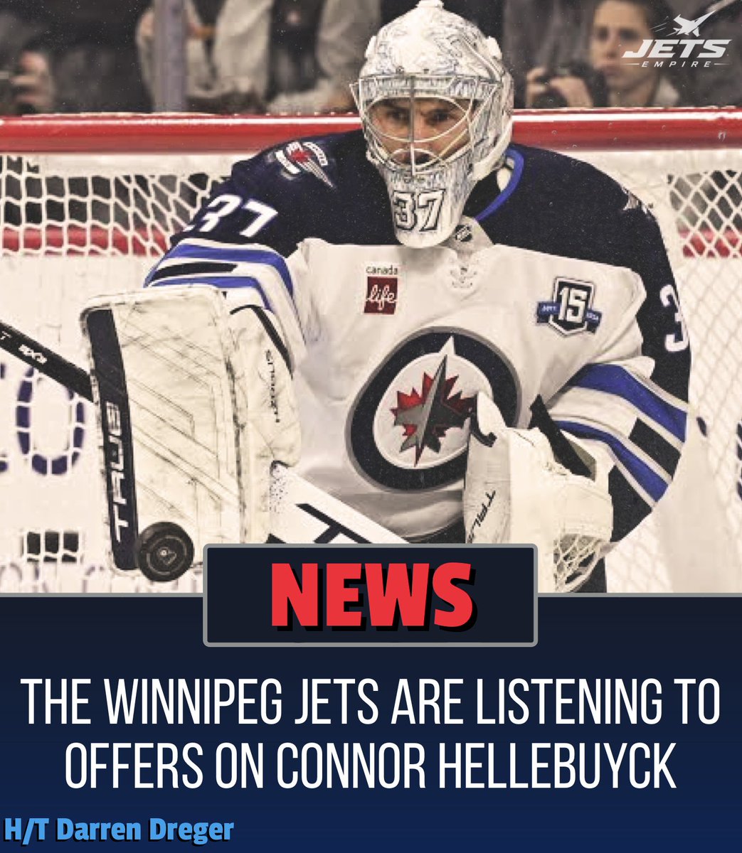 JetsEmpire_'s tweet photo. The #NHLJets are listening to offers on goaltender Connor Hellebuyck.

Hellebuyck, 33, recorded a .895 SV% and a 2.86 GAA in 57 games last season. https://t.co/G94l5NTLa2