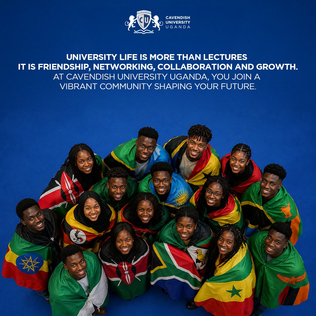CavendishUg's tweet photo. University life is about more than lectures and assignments.
It is about friendships, networking, collaboration and experiences that shape who you become. 
At Cavendish University Uganda, students become part of a vibrant and diverse community from across Africa and beyond

#SuccessBeginsAtCavendish #TeamCUU