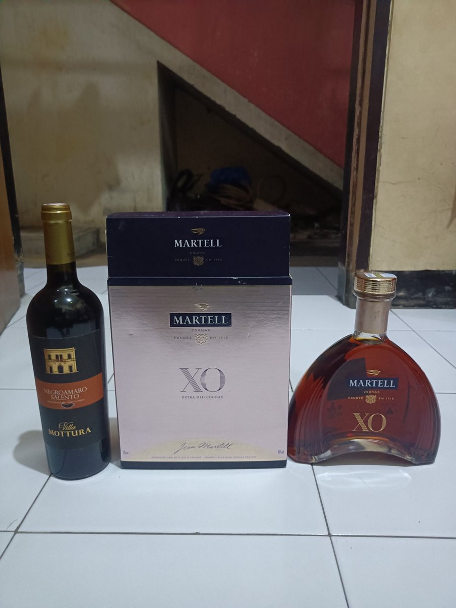 TonyValent1n0's tweet photo. Ready Martell Xo Cognac 700 ml &amp; Negroamaro Wine Italy 750 ml, Masih Segel, All In 3,5 nego.
#Martell #Wine #Mabok #MinumanBeralkohol https://t.co/8CIVXGAdXd