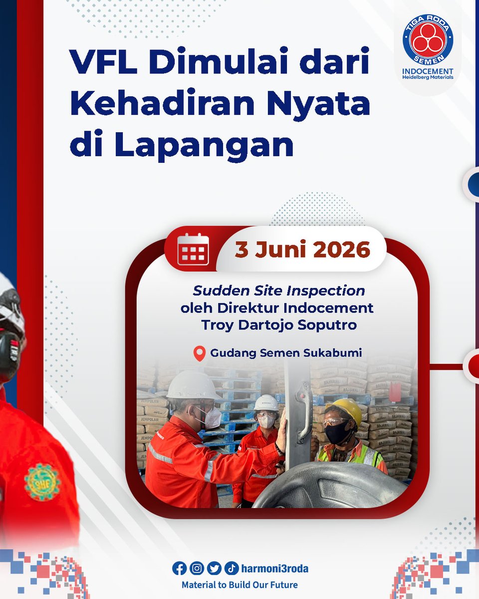 harmoni3roda's tweet photo. 2. Melalui inspeksi lapangan dan safety conversation, Direksi Indocement menegaskan bahwa keselamatan adalah komitmen bersama, bukan sekadar prosedur.

#K3 #Indocement #SemenTigaRoda #Harmoni3Roda https://t.co/YzoHoZvMNO