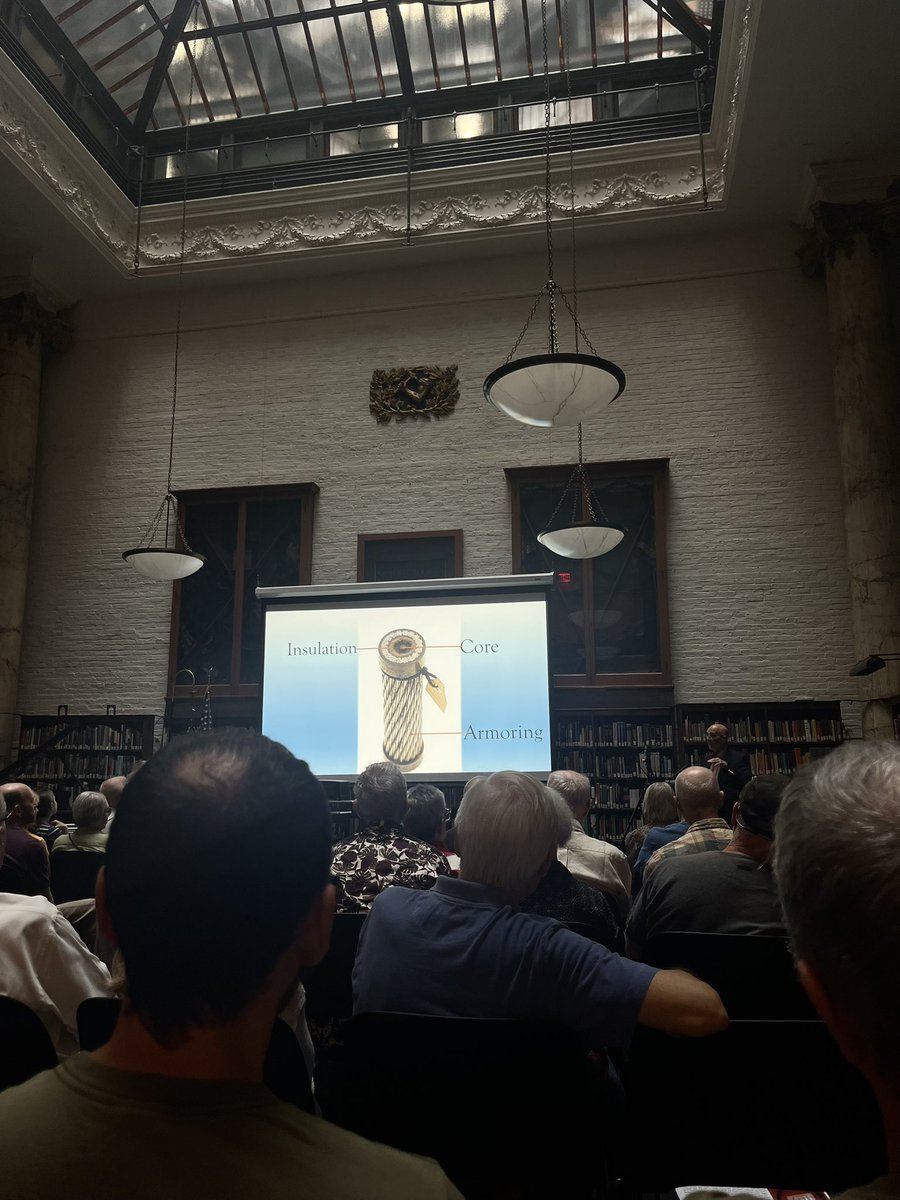 anniierau's tweet photo. went to a public lecture on transatlantic submarine cables where the entire audience was men of retirement age and look! i got to hold a segment of the original! https://t.co/57eriQRv1J