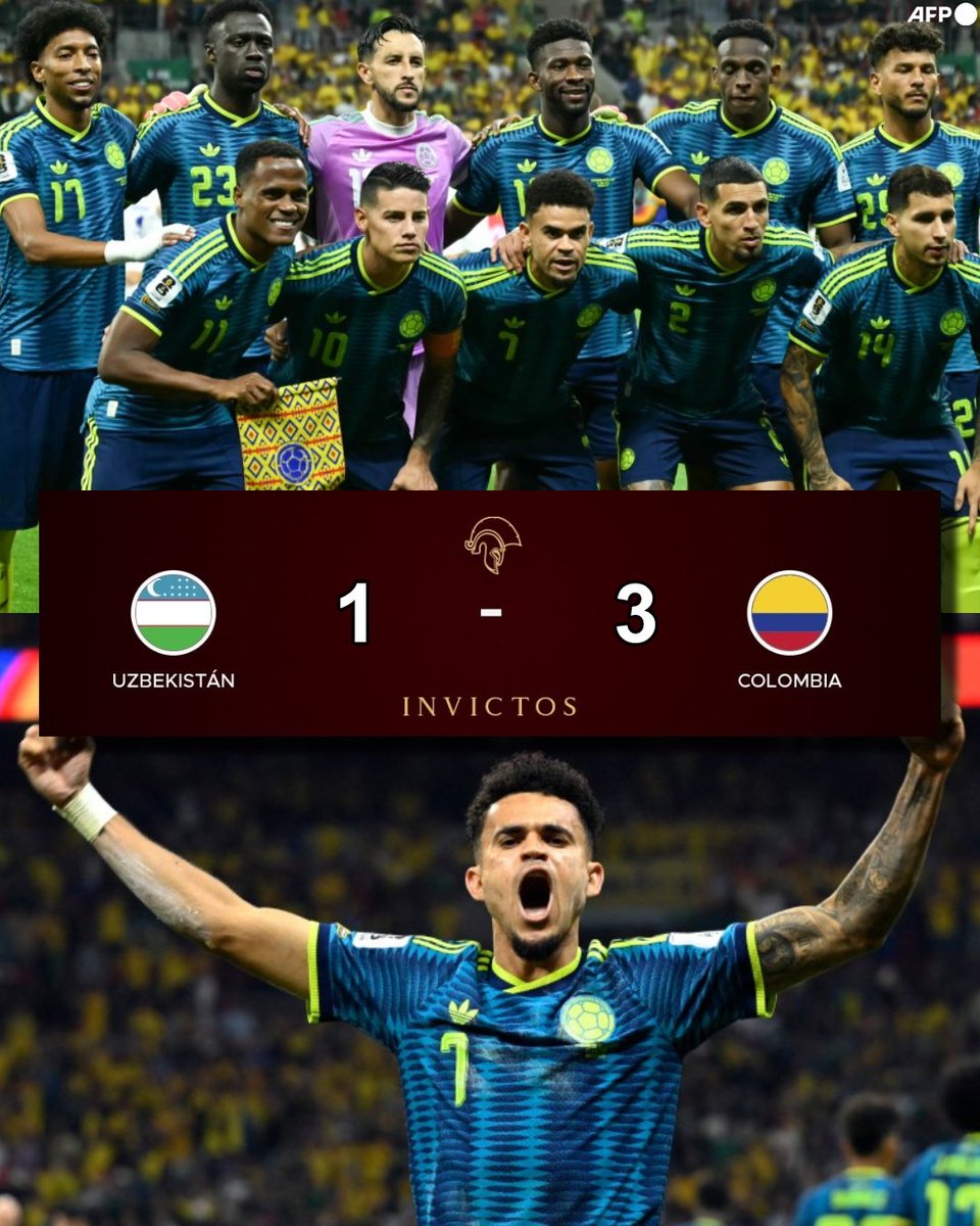 InvictosSomos's tweet photo. ¡¡ÚLTIMA HORA: COLOMBIA ARRANCÓ LA COPA DEL MUNDO CON UN TRIUNFO EN EL GLORIOSO ESTADIO AZTECA!!

Con goles de Daniel Muñoz, Lucho Díaz y Campaz, Colombia venció a Uzbekistán en el cierre de la jornada 1 de la Copa del Mundo. Los colombianos tuvieron lagunas defensivas que deben mejorar, pero lograron sortear un partido que tenían que ganar sí o sí. 

El MVP absoluto de la noche fue El Guajiro. Luis Díaz metió una asistencia mágica, marcó el gol de la victoria y fue, sin duda, el jugador más desequilibrante del juego. El extremo del Bayern Munich fue quien lideró el triunfo y confirmó que, en estos momentos, es uno de los mejores jugadores del planeta. 

¿La cereza del pastel? La anotación de Campaz en el agregado. Cucho Hernández y Jáminton vinieron desde el banquillo para desatar la locura colombiana en la Ciudad de México.

¡¡FIESTA COLOMBIANA EN EL COLOSO DE SANTA ÚRSULA!!