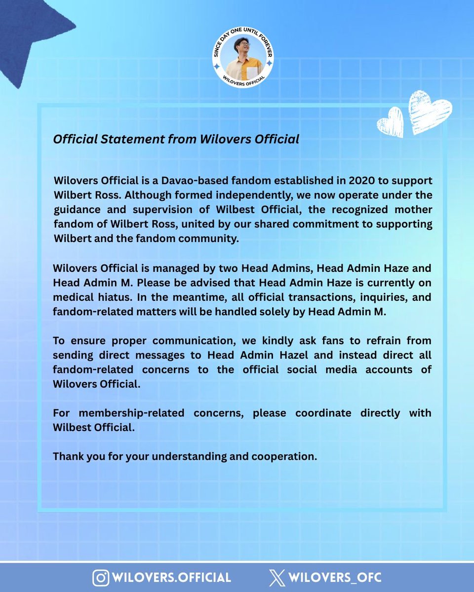 wilovers_ofc's tweet photo. Official Fandom Statement From Wilovers Official https://t.co/YXnQvUeYMb