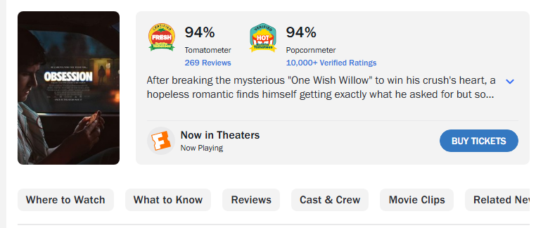 JayMan_510's tweet photo. @BaldBryan Its not often you get the critics and audience to agree on a movie. I'll have to check this out. #Obsession https://t.co/cgm1F8CMaP