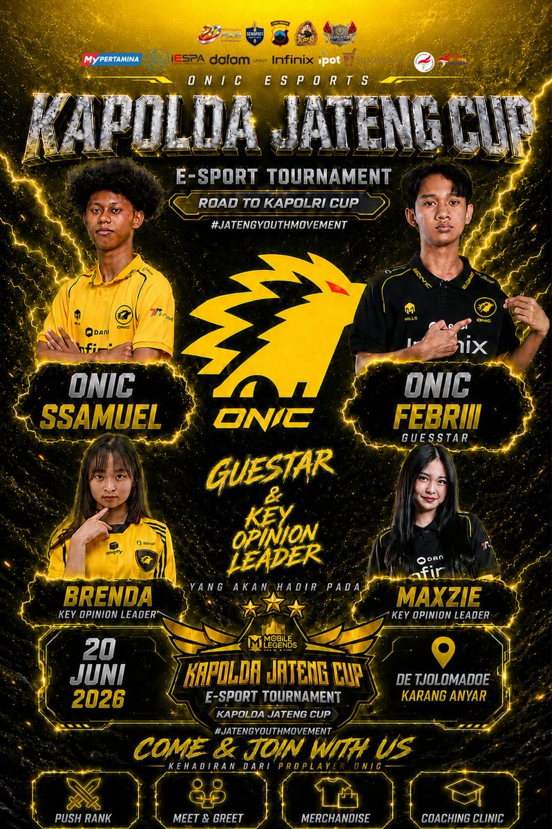 HumasKawasan's tweet photo. 🚨 Ini bukan turnamen biasa… ini arena di mana EVOS, BTR, dan ONIC turun langsung bawa nama besar dan gameplay paling panas 🔥🐺🔴🟡

Satu tempat, satu hari, semua hype esports jadi nyata — dari pro player, guest star, sampai vibe push rank &amp; coaching bareng langsung 💥 https://t.co/wxBBRAHbUU