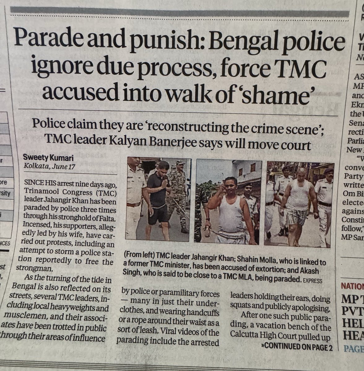 maryashakil's tweet photo. Can the State publicly shame and humiliate an accused before a court has determined guilt? When public parading becomes part of policing, the line between investigation and punishment begins to blur. 

Due process is the foundation of the rule of law. Democracies are tested when they uphold constitutional safeguards for all. The optics may win applause but the real question can they pass legal scrutiny?