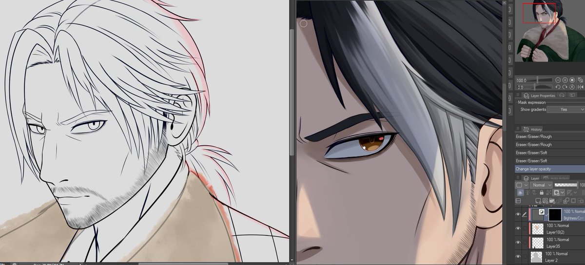 LouNaticy's tweet photo. Some progress shots so people don't jump to conclusions on how I make art. 🙄 His face was adjusted later on, yes. https://t.co/qIv7sp7HfO