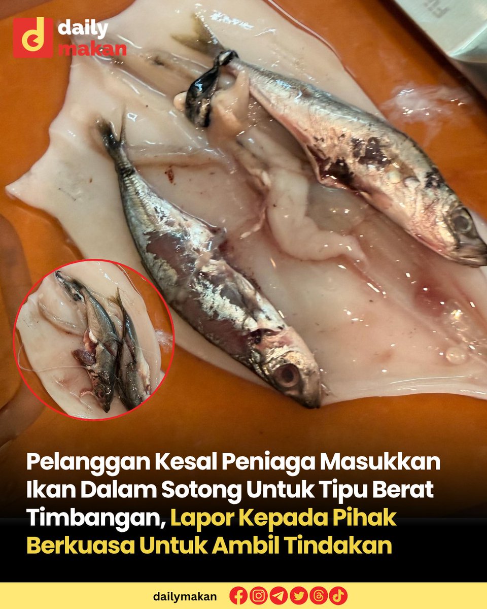 DailyMakan's tweet photo. Baru-baru ini, seorang pengguna meluahkan rasa kesal dan kecewa yang amat sangat selepas mendapati sotong yang dibelinya di Pasar Besar Kota Kinabalu (KK) disyaki telah dimanipulasi oleh peniaga tidak bertanggungjawab. https://t.co/vv2FqYYeKr