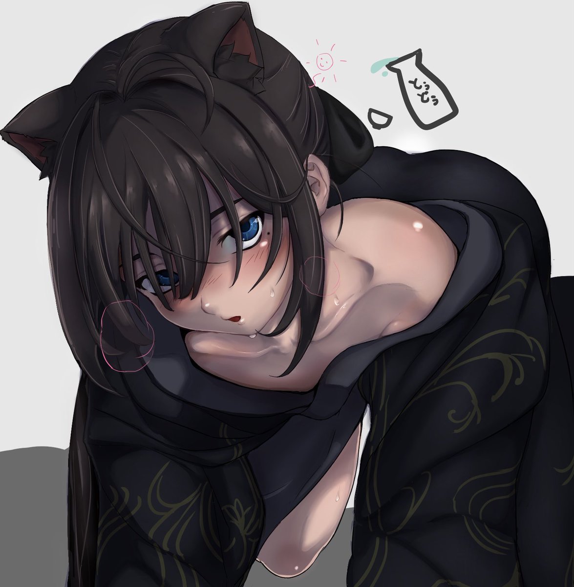 VRC_CONNAS's tweet photo. フレンドの酔っ払いくうた君を描いたよ！
（着物は勝手にはだけさせてもらった！😏すまんね） https://t.co/cUmJdw3mM9