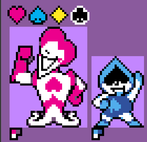 PookybutHouse's tweet photo. Had the idea for an AU where the deck of cards in CH1 is a copy, and there's more card characters/enemies.
Gonna call it "Deltarune CMYK" for now. https://t.co/HwDpQrtwWb