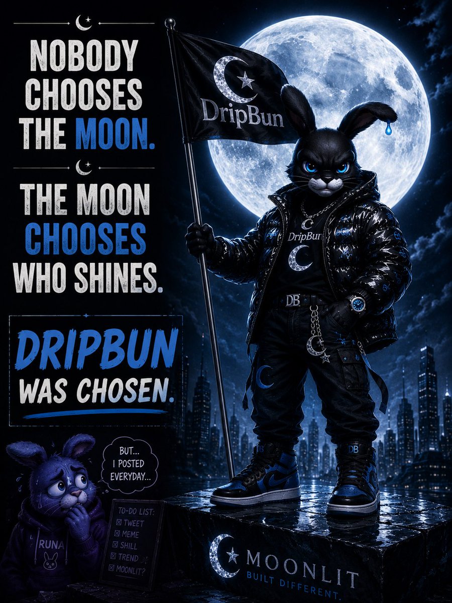 apollo_trust's tweet photo. The moon doesn't ask for followers.

It chooses champions.

DRIPBUN was chosen.

🌙🐰✨@MoonlitRuna 

#MOONLIT #DRIPBUN #RUNA #MEMEWAR Second entry https://t.co/eZgm1MWe4i