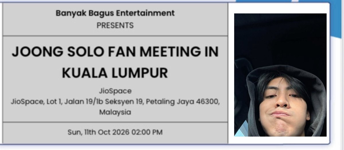 whymeimei's tweet photo. Anyway, your girl managed to secure. Nak seat lain seat lain yang dapat💀see you Joong !

#Joong1stFMinKualaLumpur https://t.co/QfTo1vq0Lz