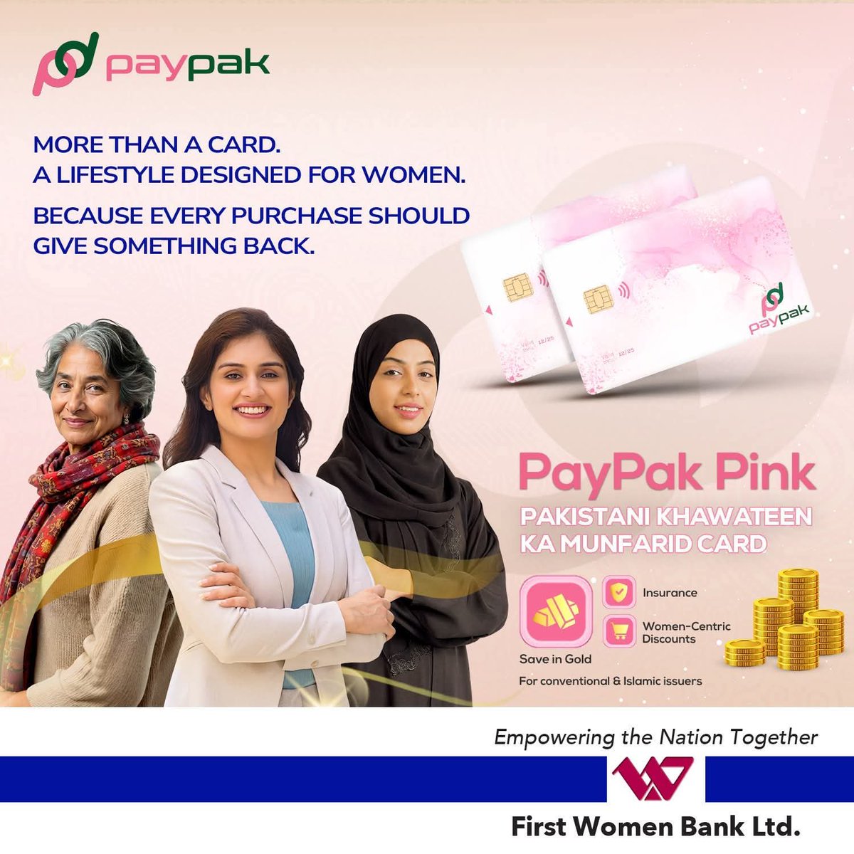 FWBLbank's tweet photo. With FWBL’s PayPak Pink Card, you can enjoy exclusive discounts at 30,000+ merchant locations across 158 cities in Pakistan.
#FWBL #PayPak #PinkCard https://t.co/TvWI5nhrYP