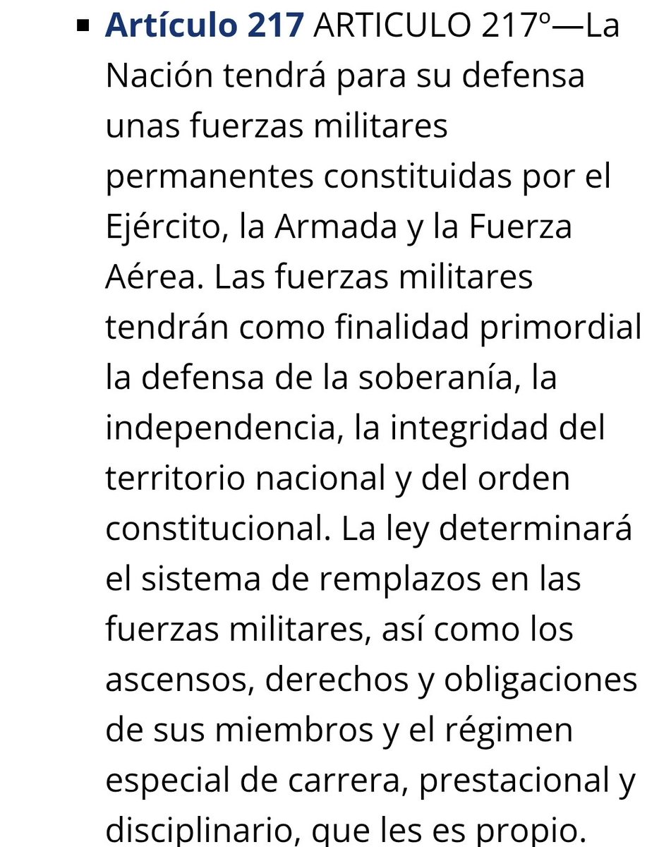 ReservaBR4's tweet photo. Articulo 217 de la Constitución Nacional https://t.co/9uyGWq2oAF