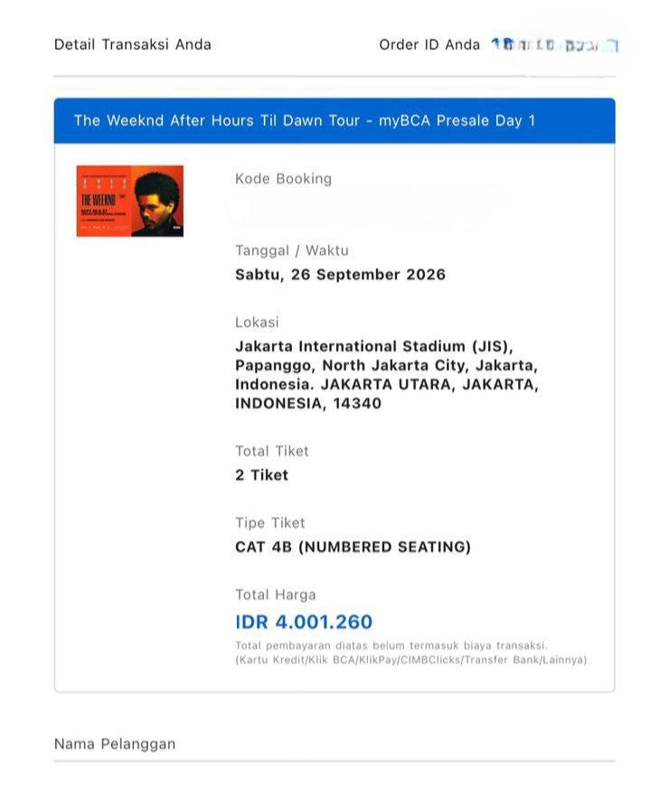 siennnyy's tweet photo. WTS / WANT TO SELL HARGA WEB 
2 tix CAT 4B - The Weeknd in Jakarta BCA Presale (DAY 1 - 26 Sept 2026) 
secured at 12.36

Dijual karena kedouble-an check out
100000% trusted
DM for proofs

t. wts wtb wtr wtt the weeknd jakarta jkt ina abel harga web konser #zonauang  #theweeknd https://t.co/OQoz41OtYR