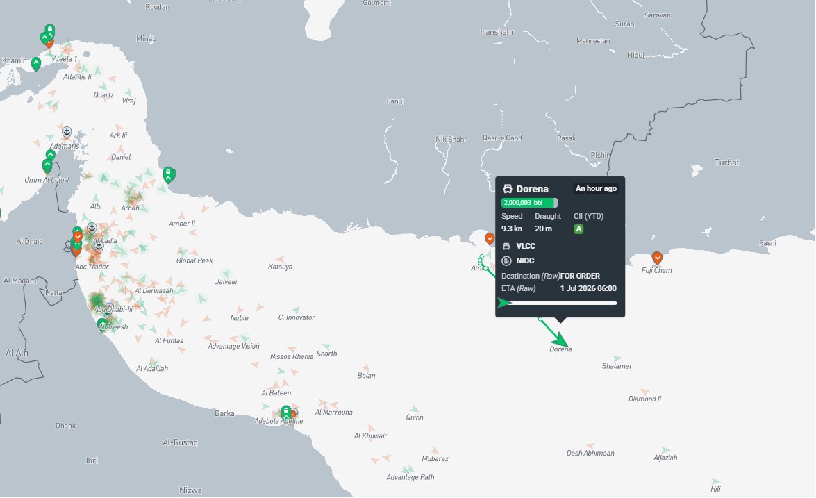 anasalhajji's tweet photo. 🟥Iranian VLCCs are moving to markets... to where?  Who will buy?  How to pay?  

Map form @Kpler https://t.co/dNM1DfUPOL