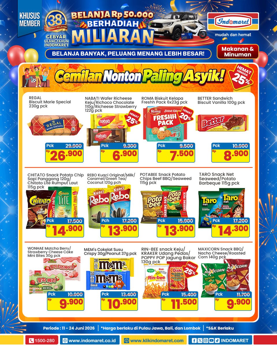 Indomaret's tweet photo. Sudah belanja produk Kategori MAKANAN &amp; MINUMAN yang mana nih, sobat? 
Promo hematnya masih ada nih di Indomaret! 

Info selengkapnya di https://t.co/8D4LdnADfN
.
#SuperHemat #Indomaret #IndomaretBanyakPromosinya https://t.co/x4qmclfHwC