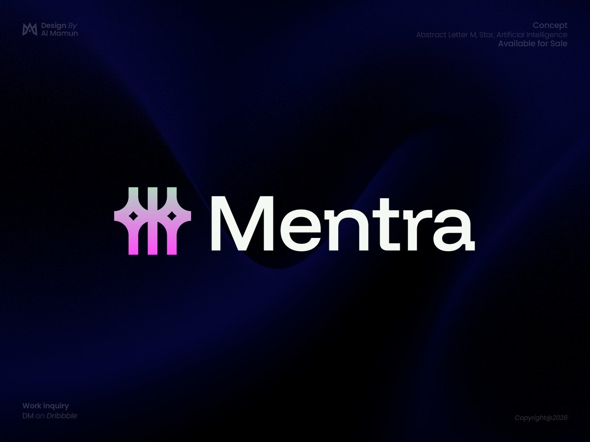 designishkul's tweet photo. Introducing Mentra — a modern AI brand identity built around an abstract letter M and star-inspired elements representing intelligence, innovation, and limitless possibilities. ✨
#Mentra #AILogo #LogoDesign #BrandIdentity #ArtificialIntelligence #TechBranding #StartupDesign https://t.co/NaSk8rZcsw