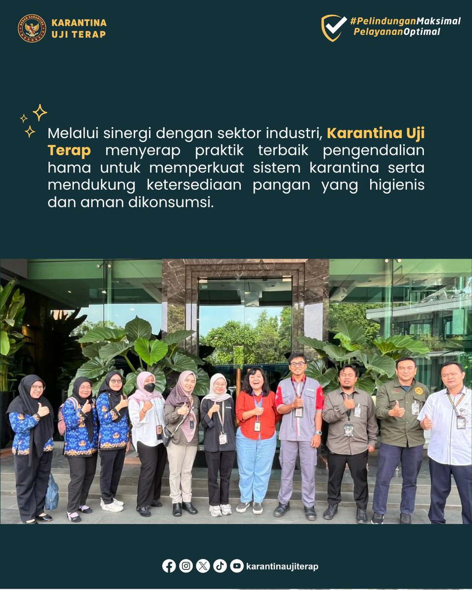 buttmkhit's tweet photo. Karantina Uji Terap studi tiru ke industri privat untuk ulik strategi bebas hama. Sinergi antarsektor bertujuan menyerap praktik-praktik terbaik untuk menyempurnakan regulasi dan infrastruktur karantina.

#Barantin
#PengendaliHama
#PelindunganMaksimalPelayananOptimal https://t.co/DHJo52kA43