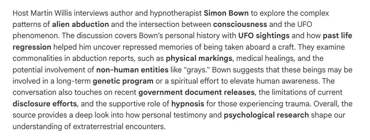bluecrayon71's tweet photo. 📺Simon Bown | Aspects of Alien Abduction – Patterns, Childhood Encounters, Screen Memories @PodcastUFO
🔗https://t.co/Ds2yDmO5lp
#AlienAbduction #UFOSightings #Consciousness #PastLifeRegression #TheGrays #DNAEditing #HybridProgram #Telepathy #MissingTime #ScreenMemories #NDE https://t.co/EmxZAPozLb