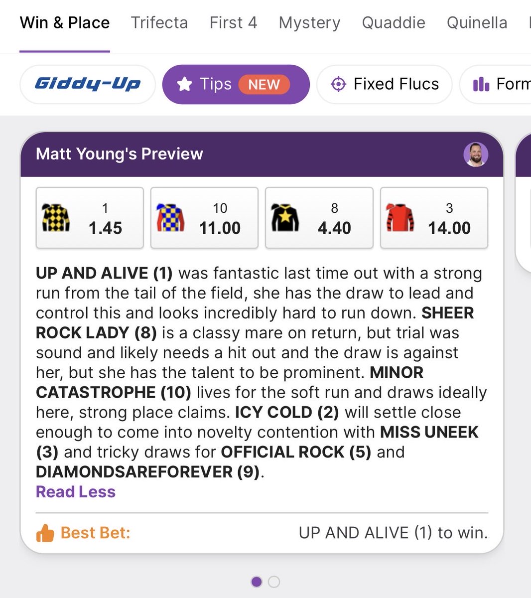 TAB_touch's tweet photo. .@matt_young1991’s race-by-race preview for @GloucesterPark is up now on the TABtouch app 📱 https://t.co/8eMyaVZxSy
