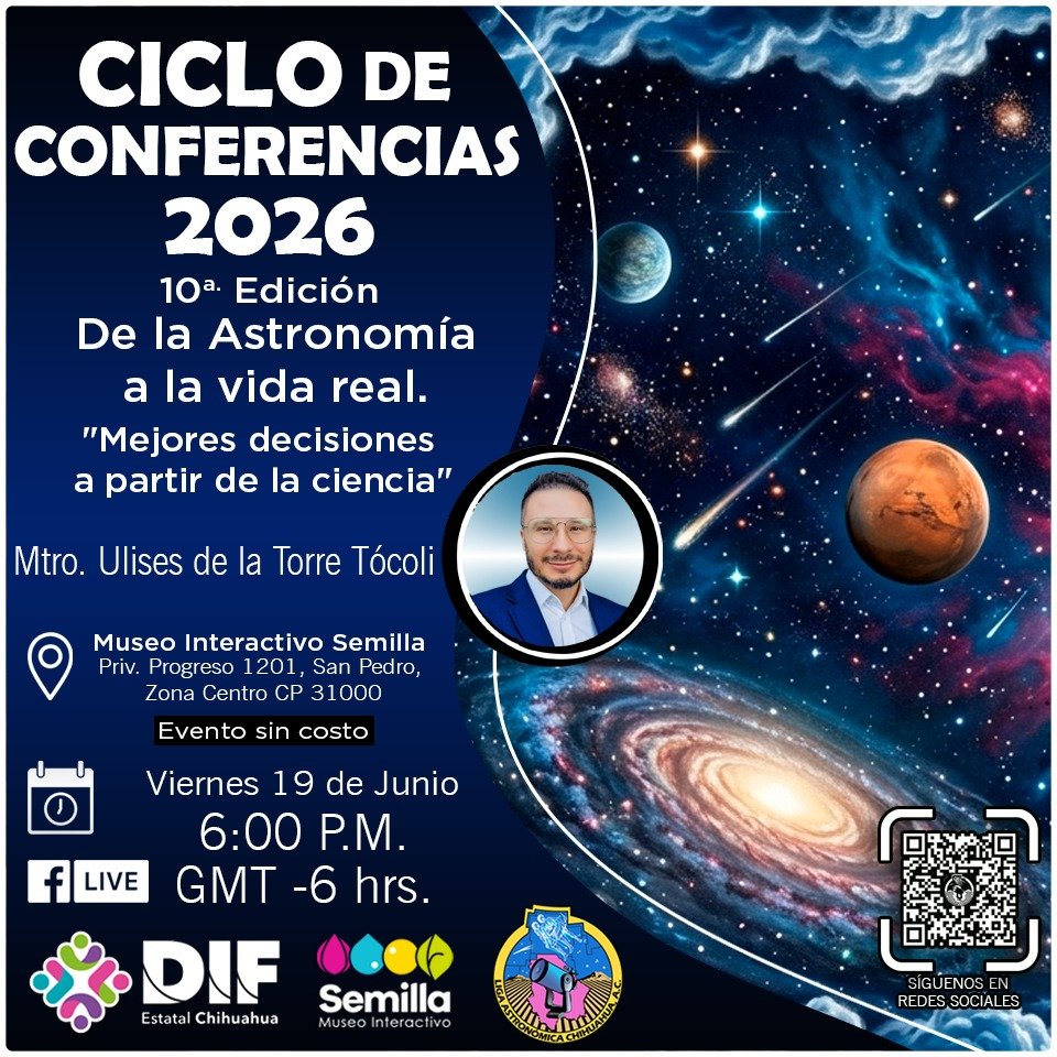 LigaAstroChih's tweet photo. ¿Qué tienen en común la astronomía y las decisiones que tomamos todos los días? 
Este viernes acompáñanos a  explorar cómo el pensamiento científico puede ayudarnos a entender mejor el mundo y tomar decisiones más acertadas. https://t.co/asKarVlG58