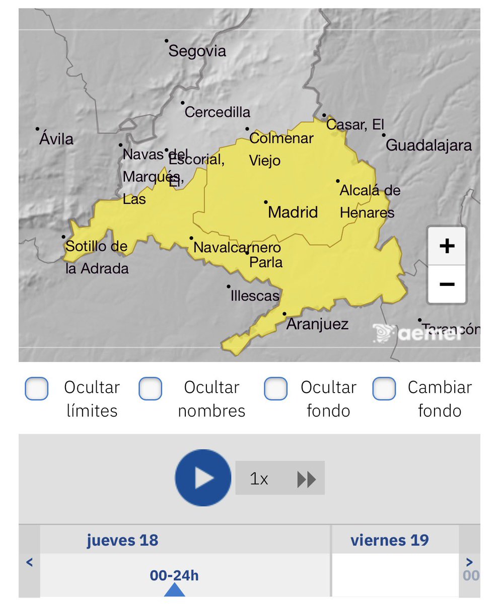 meteo_tetuan's tweet photo. Buen día! 🥵🥵 Mínima altísima esta madrugada: despertamos con 24°C y 32% de humedad en #Tetuán. Nos espera un nuevo día de intensa calor. @AEMET_Madrid mantiene activado el 🟨⚠️#AvisoAmarillo por máximas que pueden alcanzar los 36°C en el #AreaMetropolitana. Los próximos días ⤴️ https://t.co/VYx1bX3ptv
