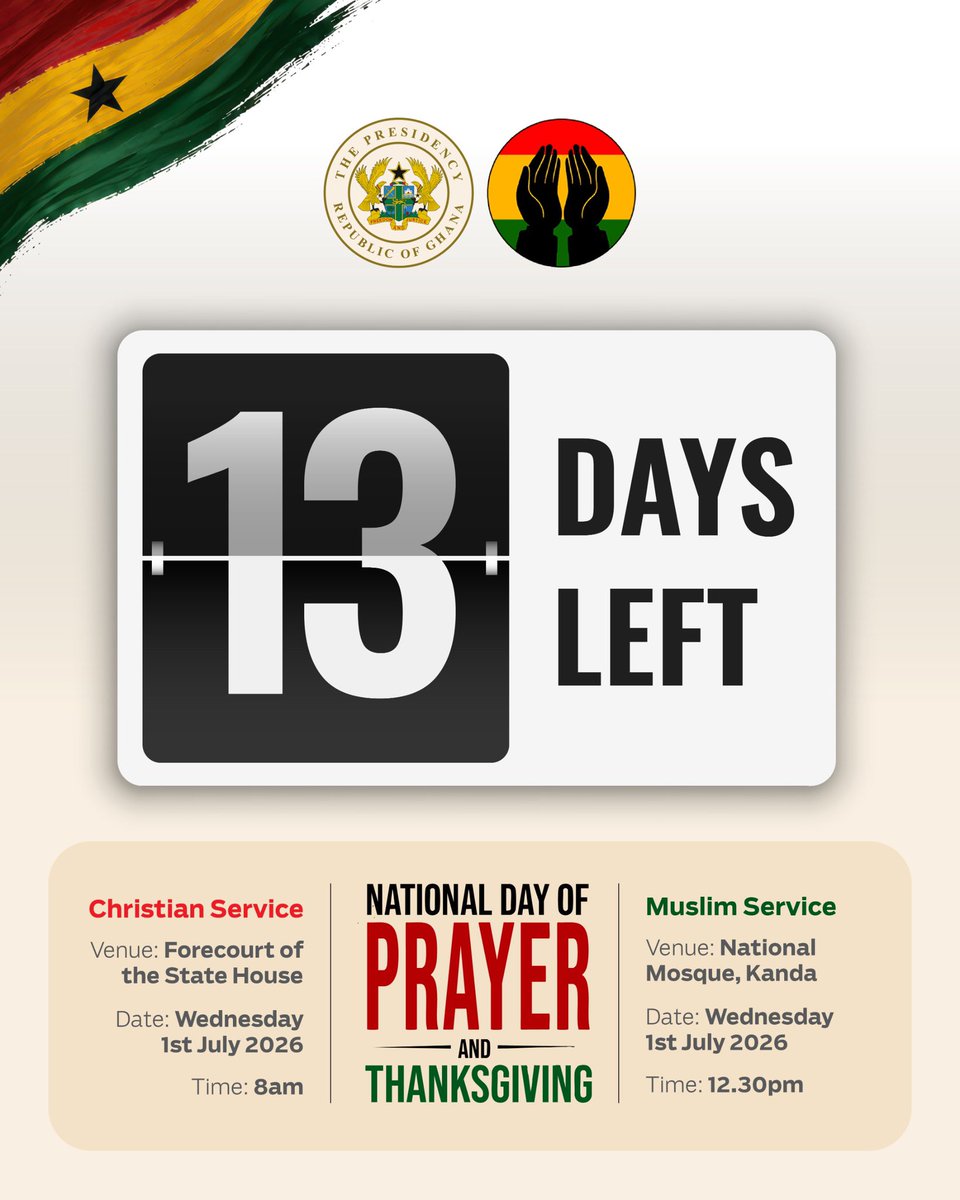 Afriyie_Ankrah's tweet photo. The COUNTDOWN is on, 1️⃣3️⃣ DAYS MORE>>>
🎯Resetting Our Values To Build The Ghana We Want.
#ResetToRebuild | #NDPT2026 https://t.co/On1BgCBcVk