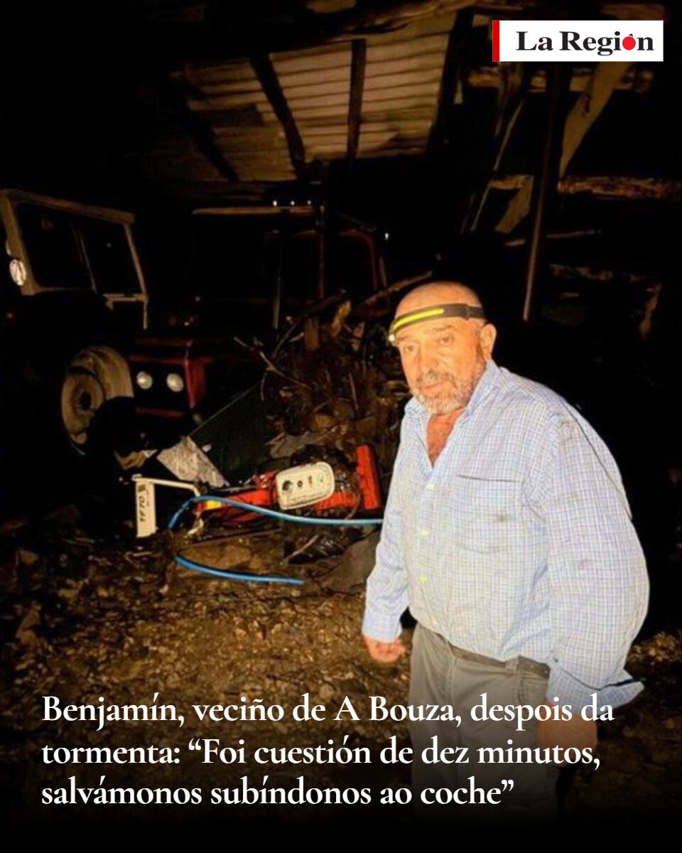 LaRegion's tweet photo. 🗣️ Hablamos con Benjamín, vecino de A Bouza, en Viana (Ourense): “A auga entrou por un lado da casa e saíu polo outro”

La localidad fue sepultada por las riadas después de la tormenta. Puedes leer su historia en el enlace del primer comentario ↘️ https://t.co/dcSPArKBIj