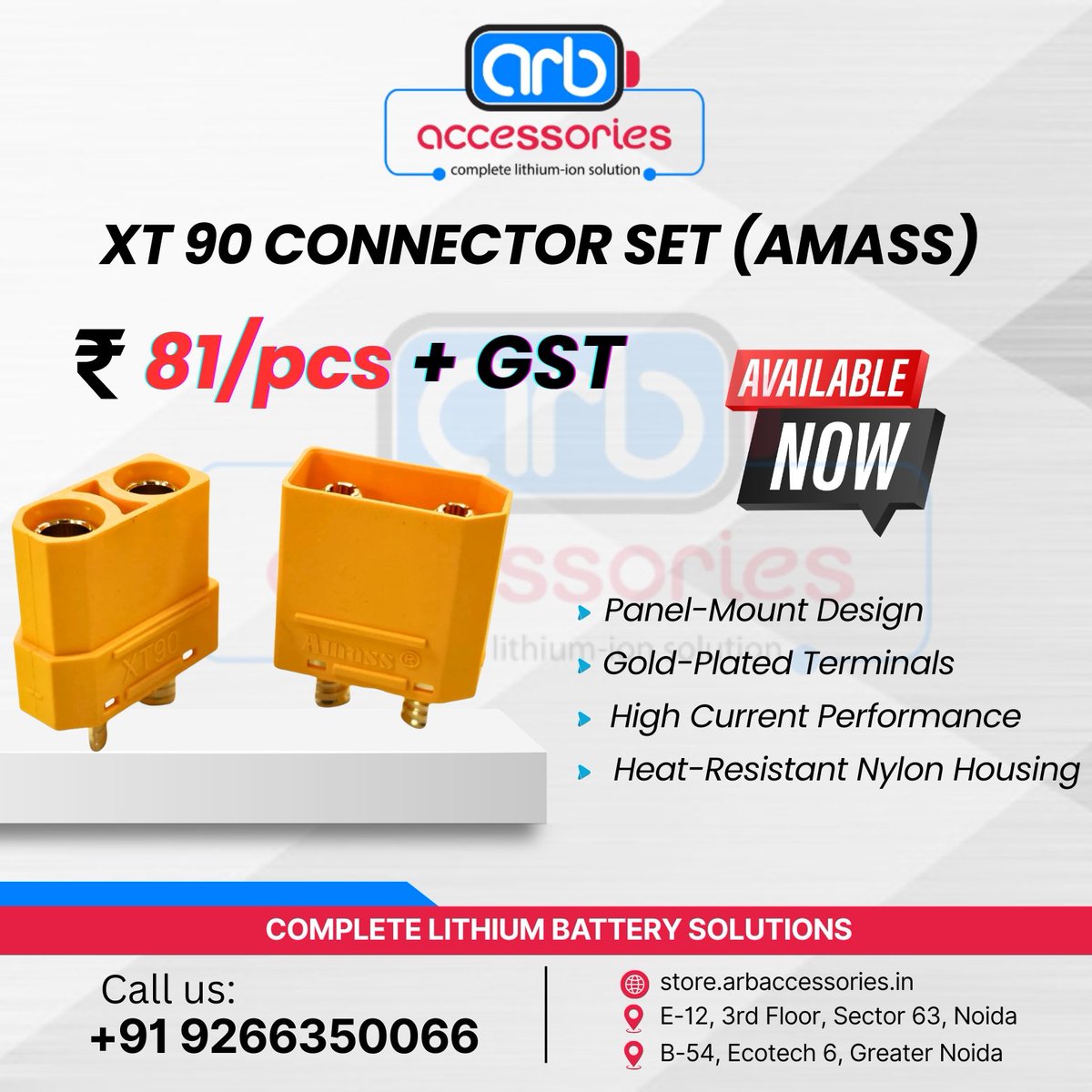 arb_ltd's tweet photo. 🔌 Connectors & Wiring Accessories – Available Now⚡
📩 DM US FOR MORE INFORMATION.
📞 +91 9266350066
🌐 https://t.co/4BZbLAJl3D
📍 E-12, 3rd Floor, Sector 63, Noida
📍 B-54, Ecotech 6, Greater Noida
#XT90 #AMASS #IECConnector #XLRConnector #HarnessConnector #BatteryConnector https://t.co/E6KnmBBn0M