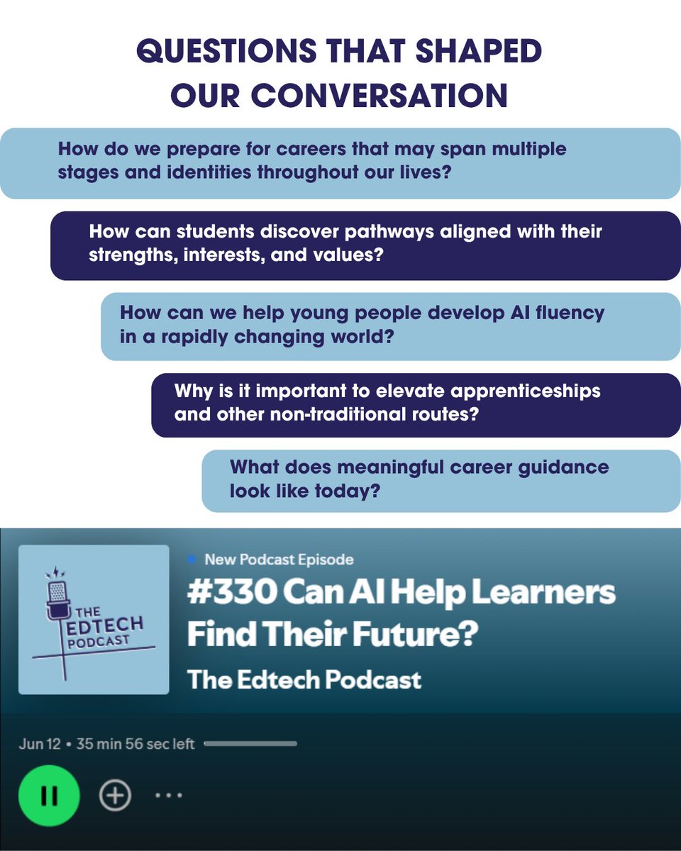 PodcastEdtech's tweet photo. Harri Davies highlights the importance of making careers information more accessible, engaging and practical, while giving teachers richer insight to support meaningful one-to-one conversations.

🎧 If you missed it last Friday, now’s a good time to listen. https://t.co/uBFzfVLgIg