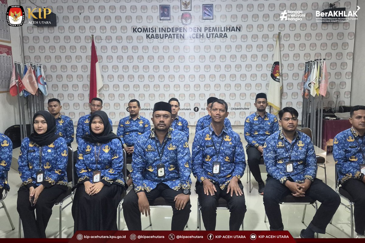 kipacehutara's tweet photo. #TemanPemilih Rabu, 17 Juni 2026, Pegawai Pemerintah dengan Perjanjian Kerja (PPPK) KIP Kabupaten Aceh Utara mengikuti kegiatan Sosialisasi Penegakan Disiplin Bagi PPPK di Lingkungan Sekretariat Jenderal Komisi Pemilihan Umum yang dilaksanakan secara daring.

#KIPAcehUtara https://t.co/ENOxQYkHfx