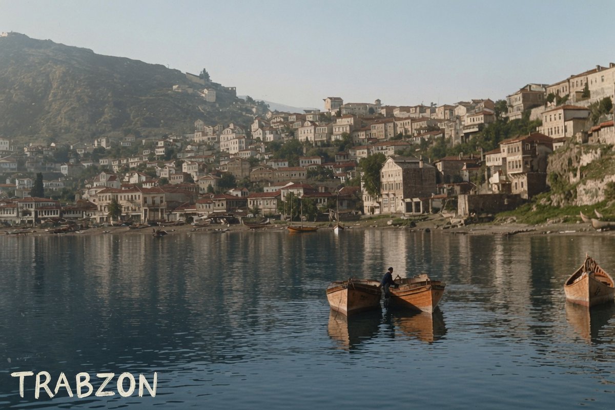 hnagy52's tweet photo. 19.yy'ın sonunda Trabzon’un Çömlekçi Sahili ve çevresini denizden gösteren bu klasik fotonun, ön planında eski liman ve kayıklar, ortada yamaçlara dizilmiş geleneksel Trabzon evleri solda ve arkada yükselen tepede ise Trabzon Kalesi ile Ortahisar surları görülüyor. Ya şimdi? https://t.co/oRRGXfLlhC