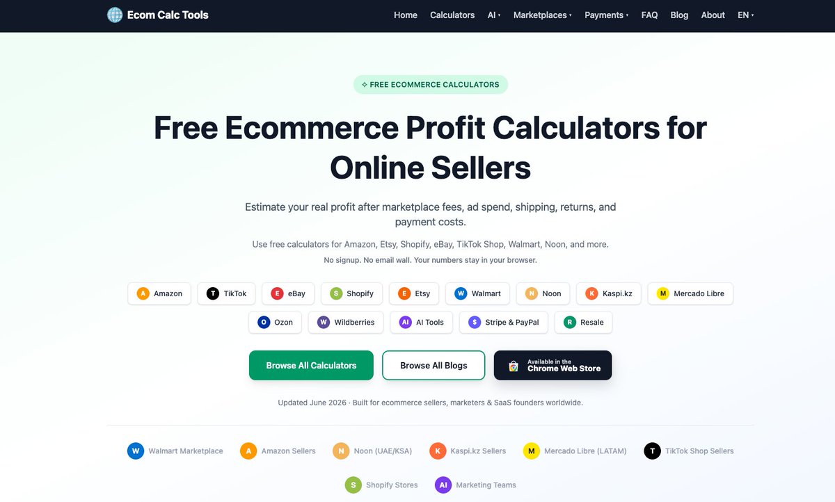 mon_YST's tweet photo. @riwajrise Hey Riwaj! I'm building Ecom Calc Tools — a collection of free online calculators for ecommerce sellers, marketers, and SaaS founders. Everything runs in the browser — no signup, no email wall. Would love to connect and grow together! 🚀📈
https://t.co/4qrkYYtTWZ https://t.co/fvV9xwZe5U