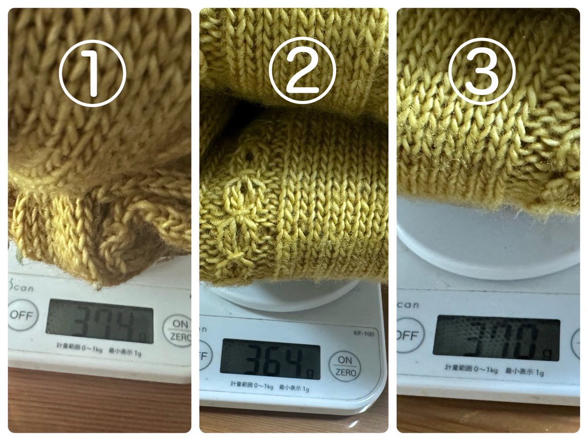 knitstudio104's tweet photo. 同じプルでも、水分(湿気)で重さがすぐに10gも変わるのに、ビックリ

 #toshmerinolight #ウール100パーセント のプルオーバー

① 衣替えの為、洗濯して丸4日締め切った室内で部屋干し。持ったら重く感じた

②追加で6時間外干し

③ 外気の暖かさが抜けてからしまおうと、プルを一晩室内に置く https://t.co/t3kdqWh6GU